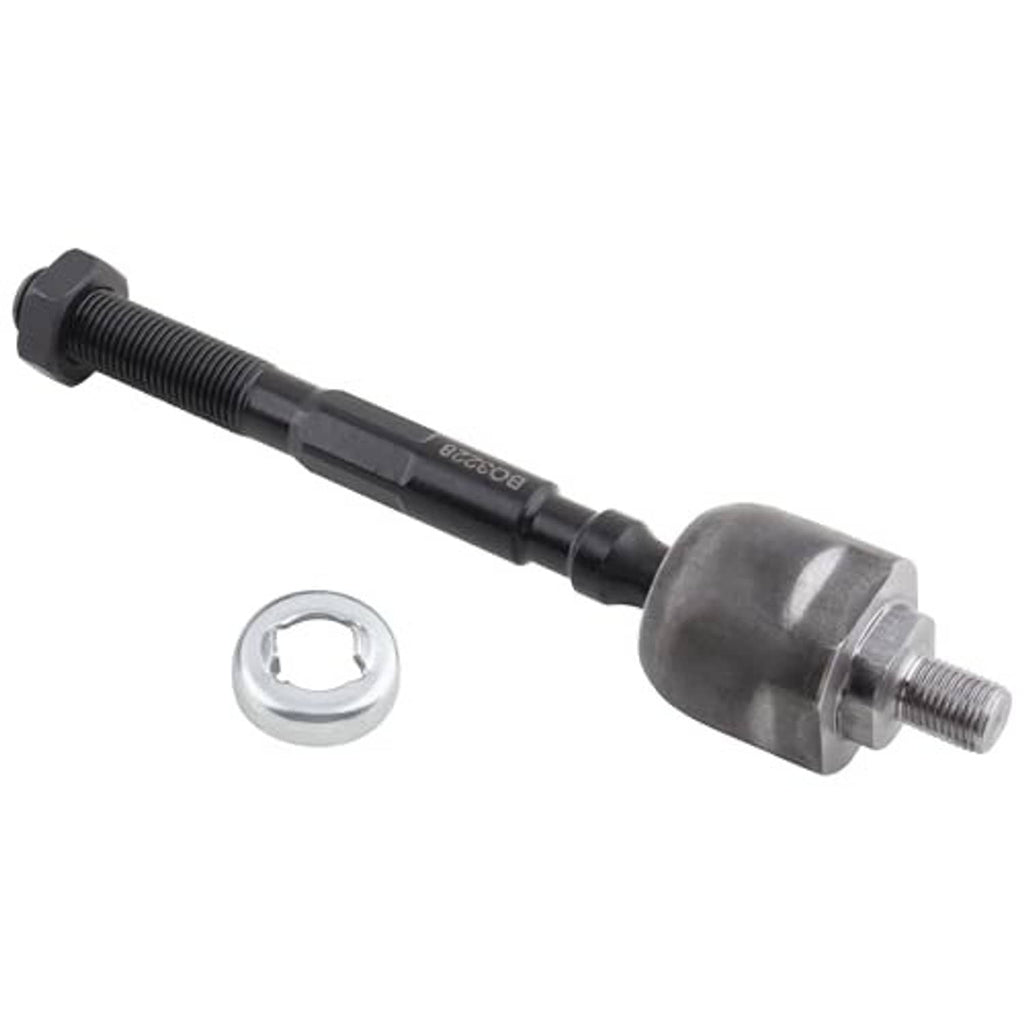 Single tie rod end with black threaded shaft, silver housing, and hex socket hardware