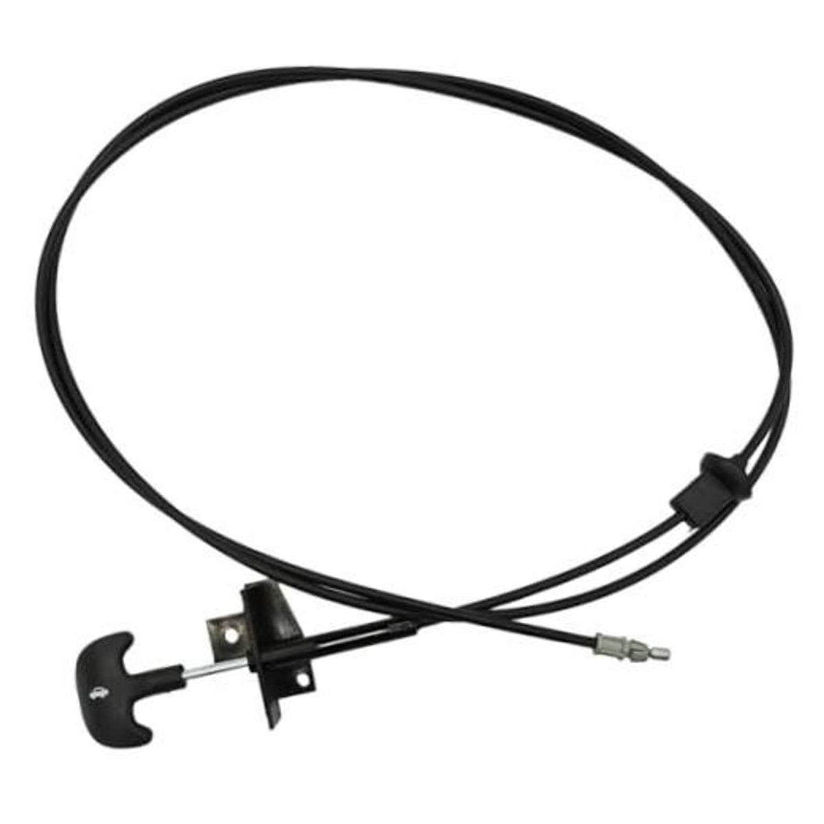 Hood release cable replacement with black cable and mounting bracket