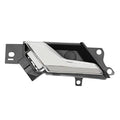 Chrome interior door handle with black mounting bracket and two side mounting holes
