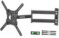 Long arm TV wall mount bracket, black, with mounting arms and included hardware