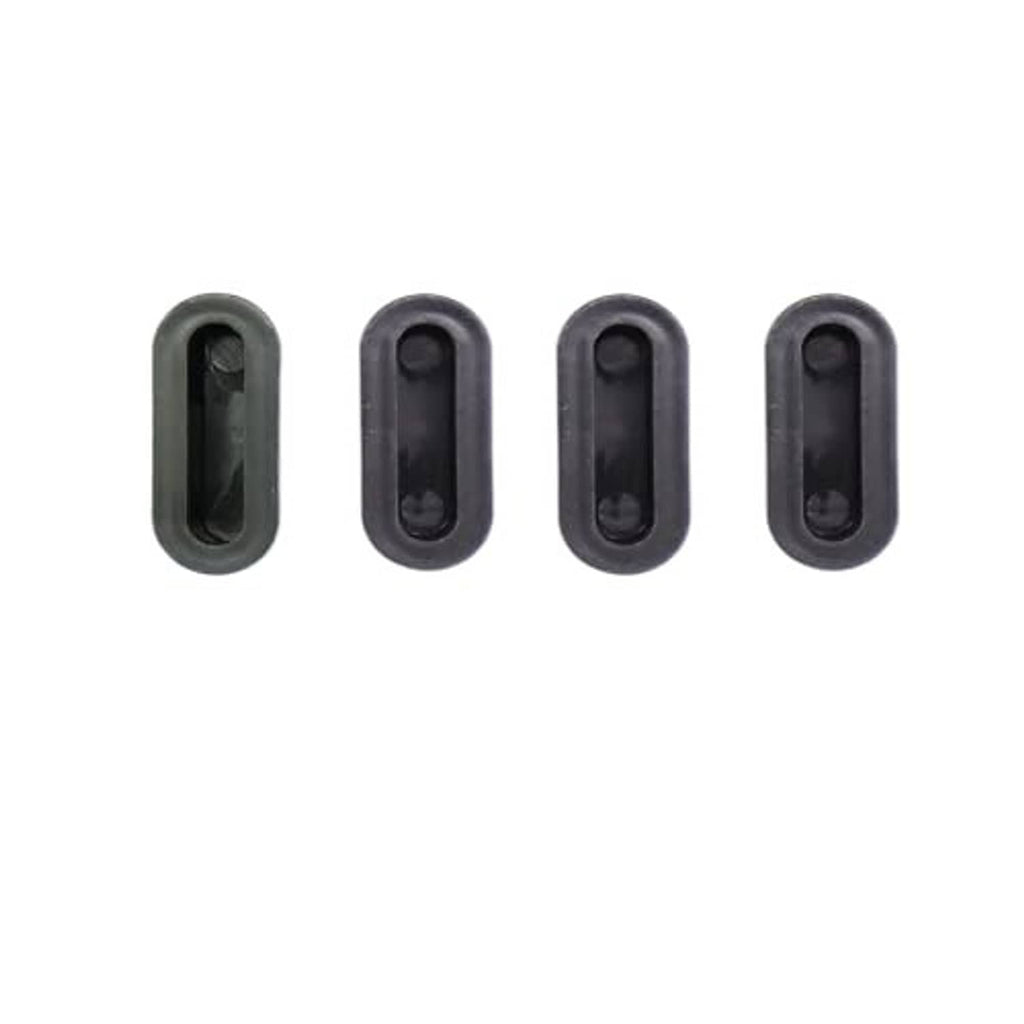 Trailer brake adjuster hole plug set, four black rubber plugs with end opening