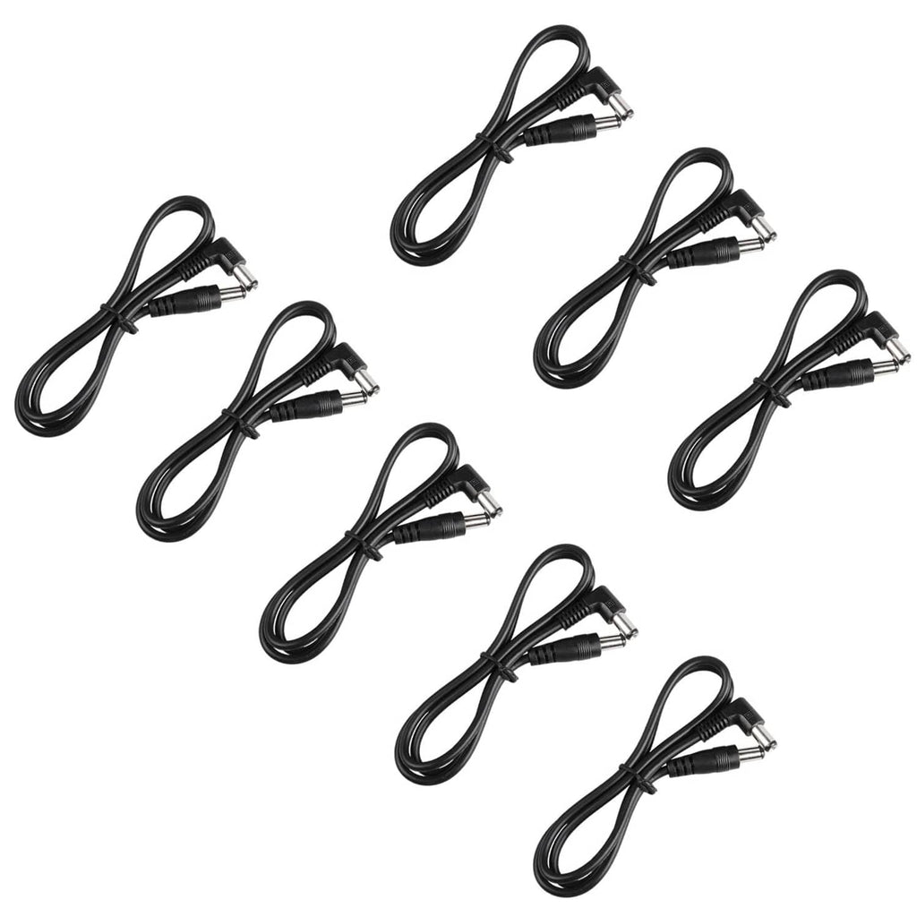 Black DC power lead cable set with male barrel plug connectors