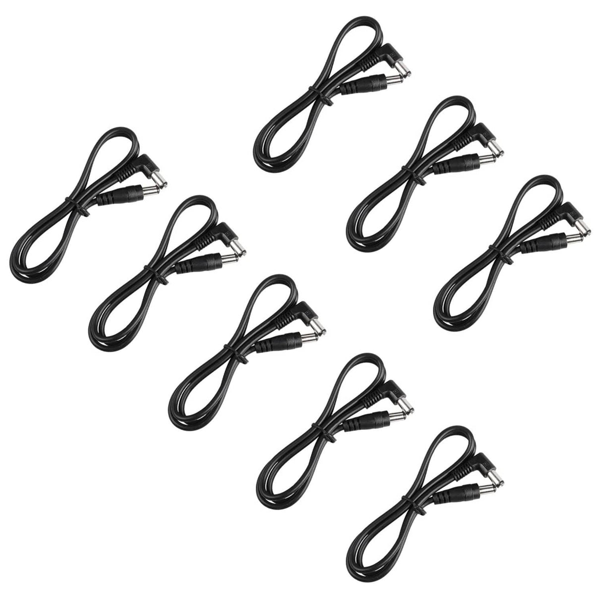 Black DC power lead cable set with male barrel plug connectors