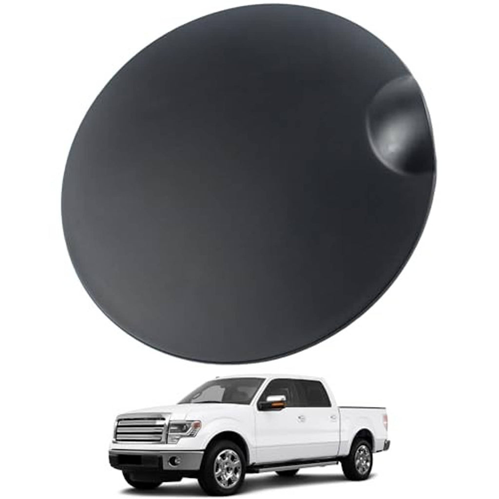 Matte black round gas tank door cover with domed cap-style side pull tab