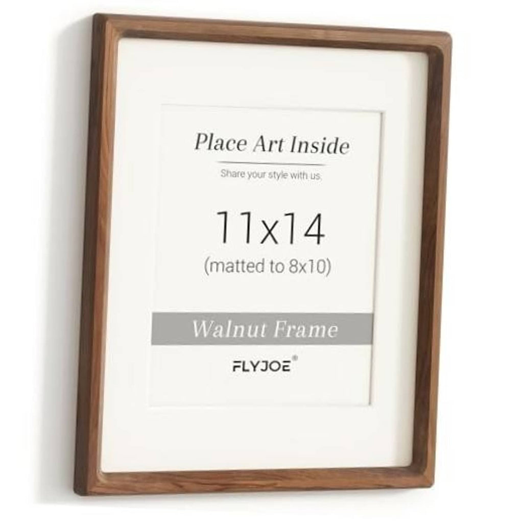Walnut wood 11x14 picture frame with inner print opening, no mat