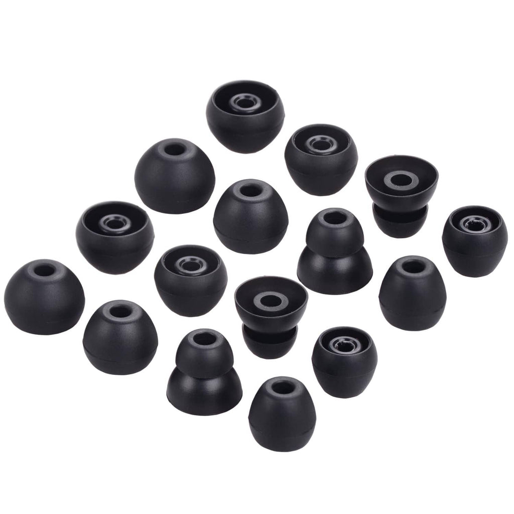 Black silicone earbud replacement tips, assorted set with inner vents