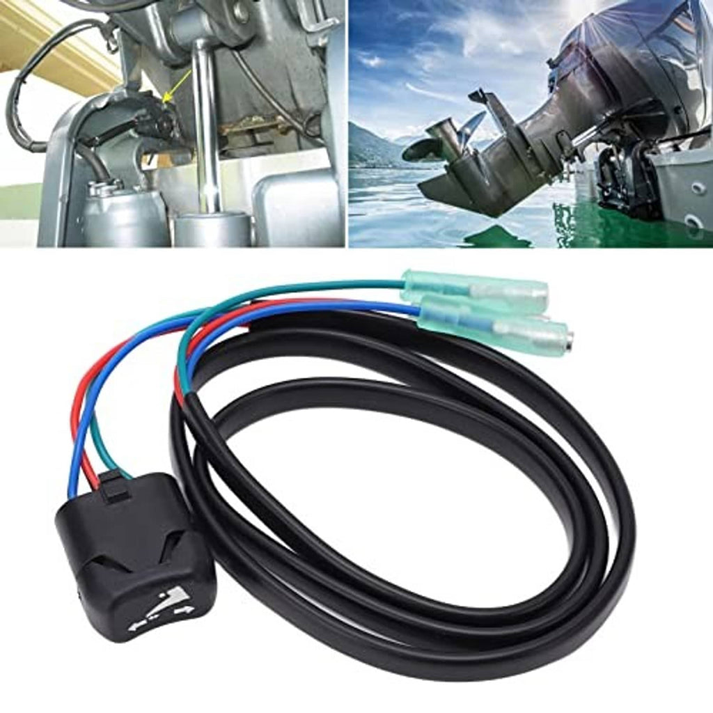 Outboard trim tilt switch wiring harness with black plug and blue/red/white cable leads