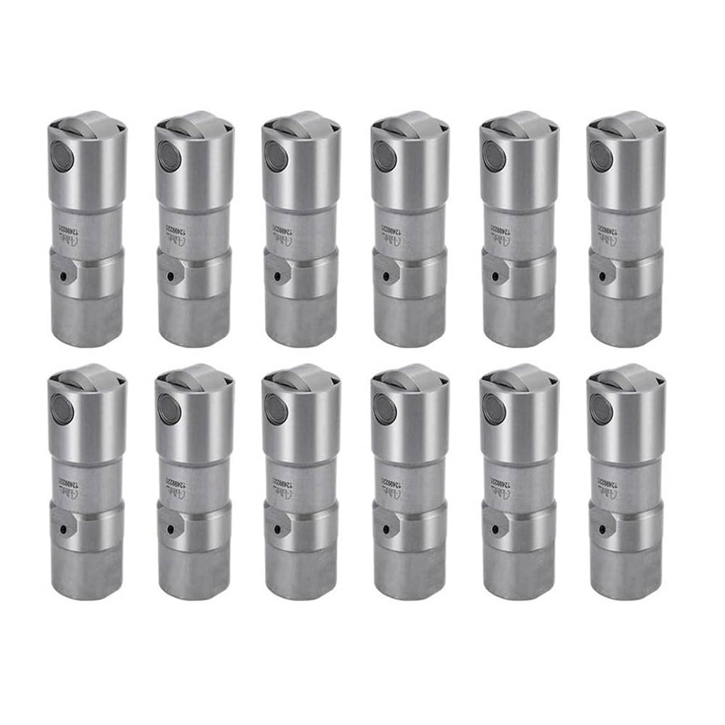 Set of silver camshaft lifters with rounded roller caps