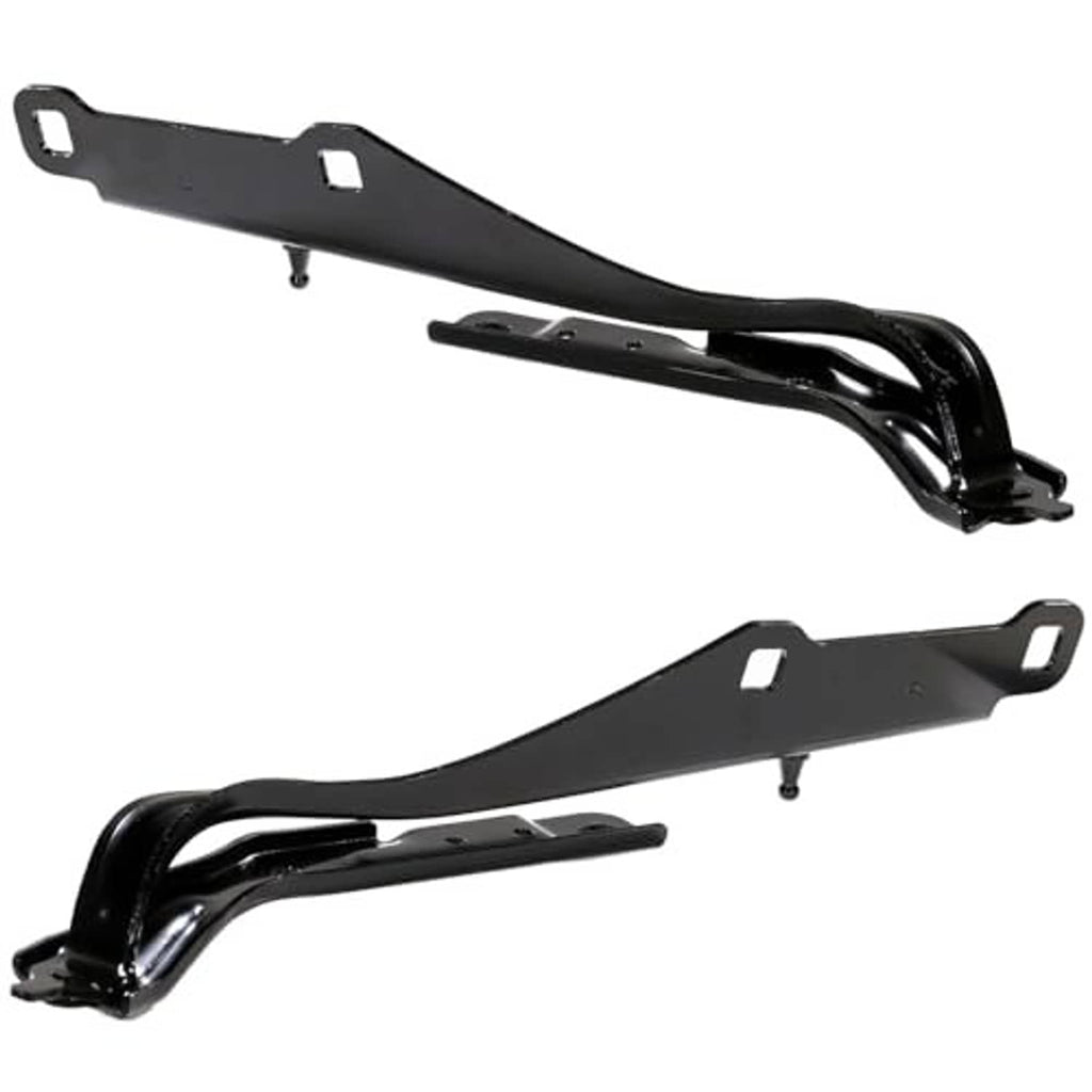 Set of two black hood hinge brackets with bolt points and end mounts