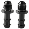 Black 6AN-to-3/8 hose barb straight male fitting pair with knurled hex base