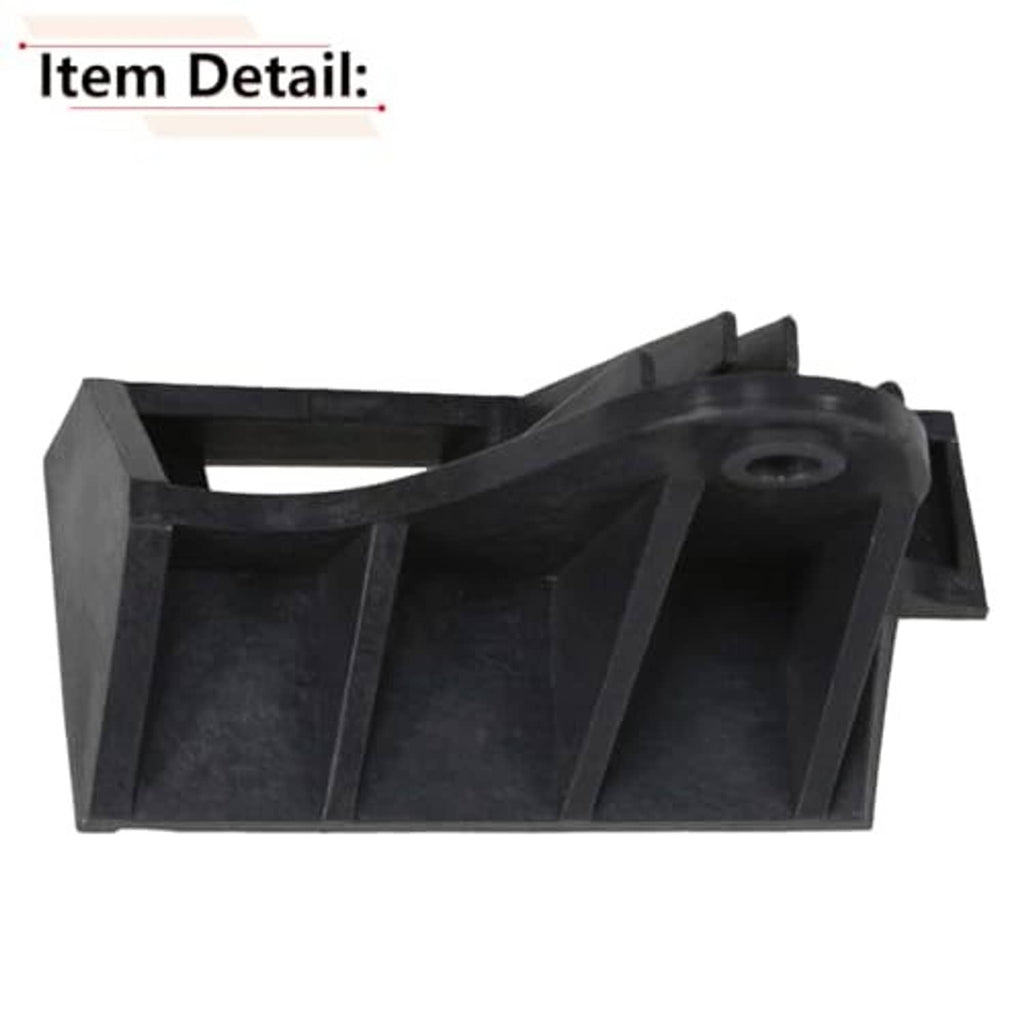 Black plastic seat trim bracket underside with molded grooves and mounting parts