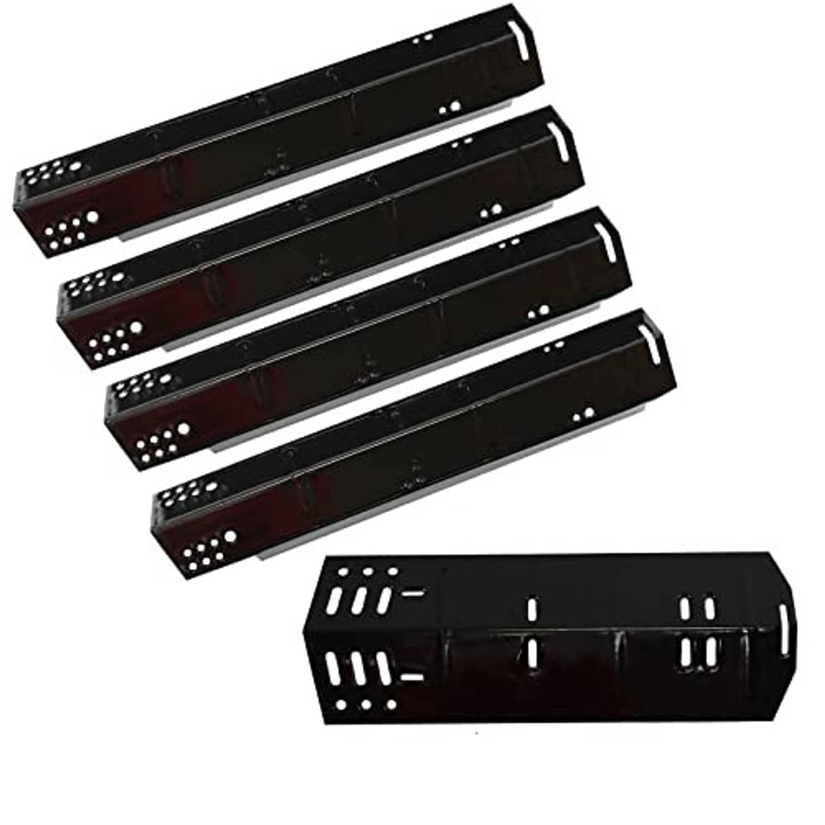 Black grill heat plate replacements, perforated long plates with mounting cutouts