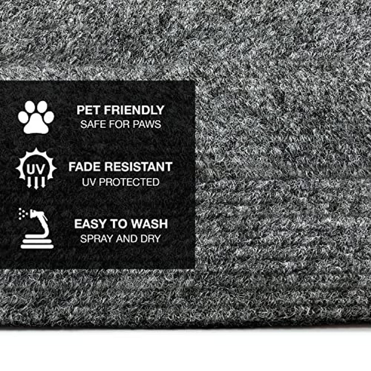 Castle gray RV step rug close-up with speckled textured pile surface
