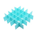 Blue plastic DIY drawer organizer dividers, adjustable grid set of 8 pieces