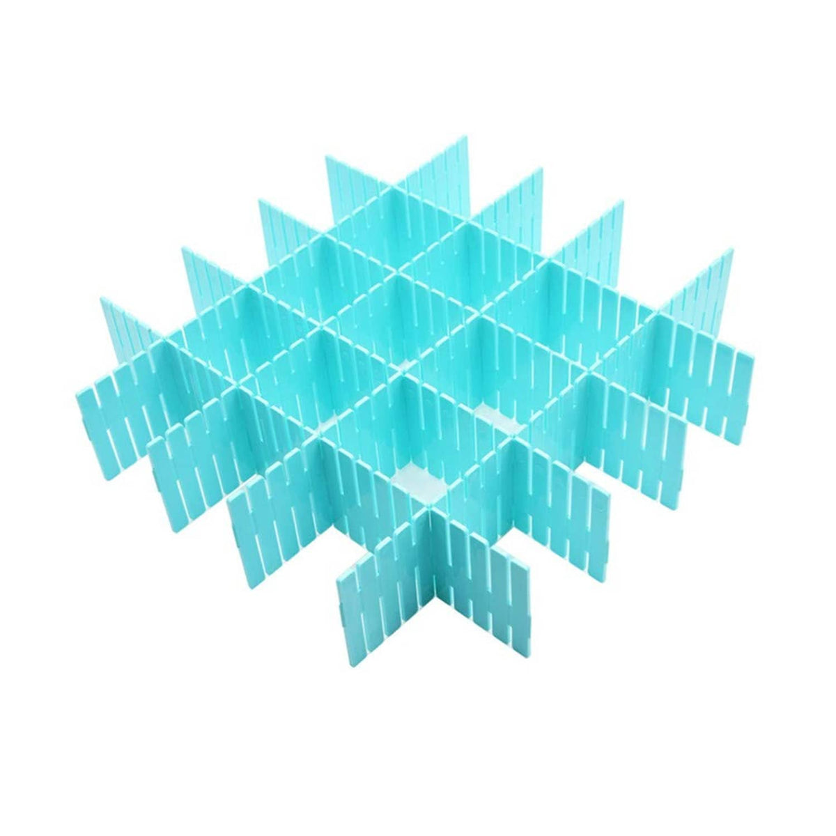 Blue plastic DIY drawer organizer dividers, adjustable grid set of 8 pieces
