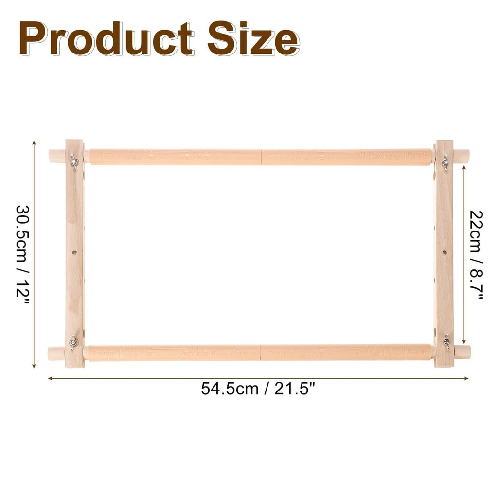 Rectangular wood needlepoint scroll frame, 21 x 12 in size