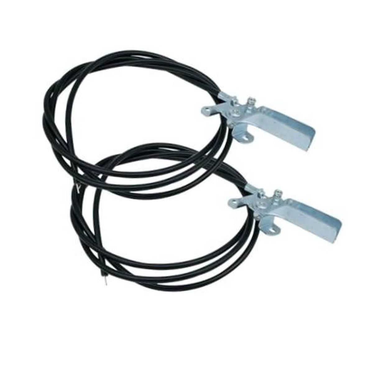 2-pack universal throttle control cable assembly with two black cables and metal levers