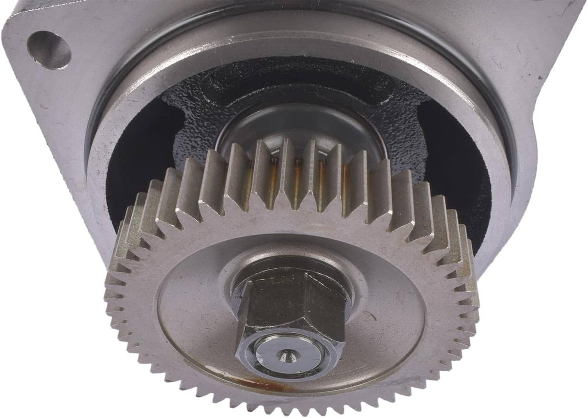 Air brake compressor gear assembly with central bolt, silver and dark metal