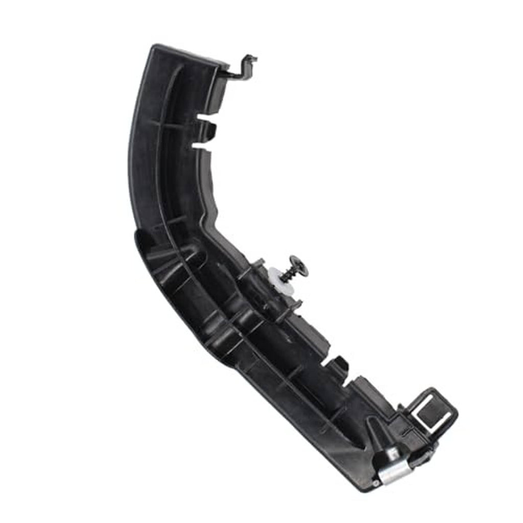 Curved front bumper support bracket, black plastic with mounting tabs and screw points