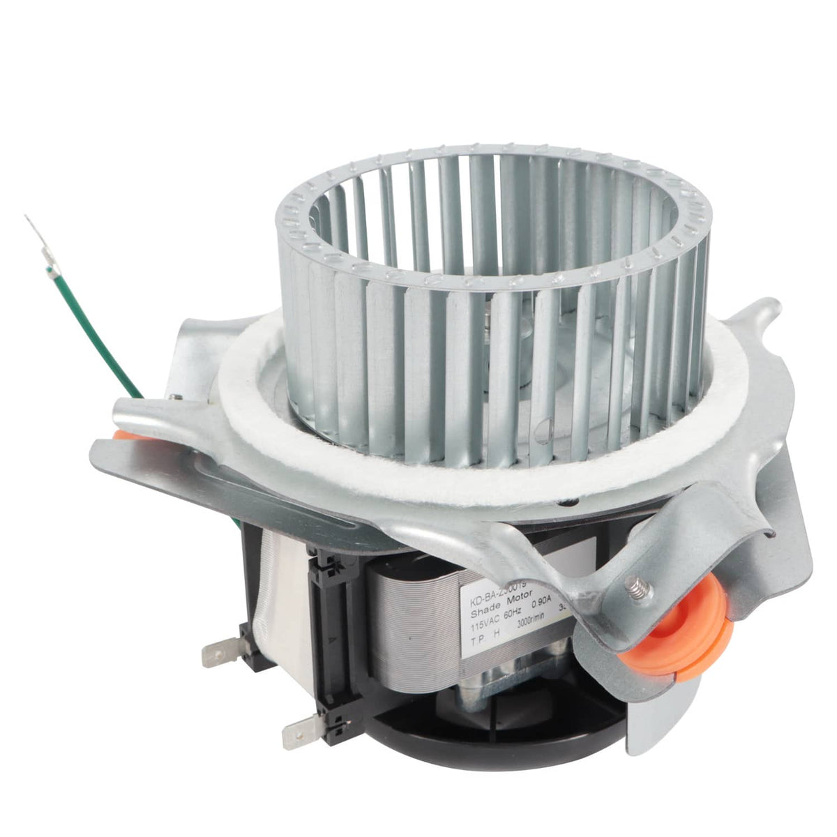 Furnace draft inducer blower motor assembly with aluminum vented housing and wiring