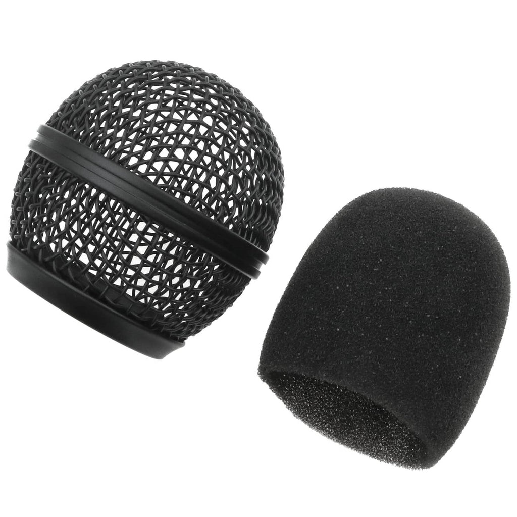Black microphone windscreen and foam insert with mesh outer grill