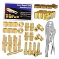 Brass welding hose repair assembly kit with couplers, ferrules, nuts, splicers, crimping tool