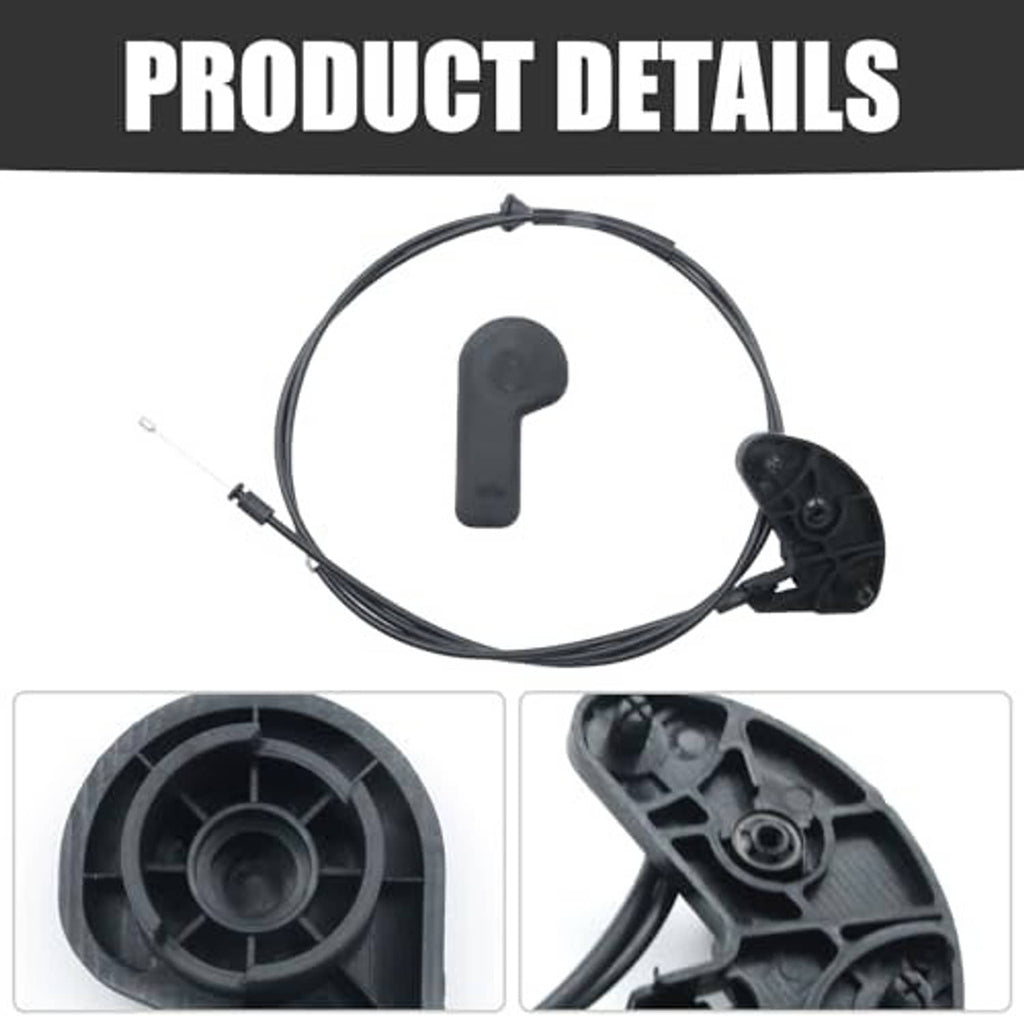 Black hood release cable kit with molded handle and latch housing (detail)