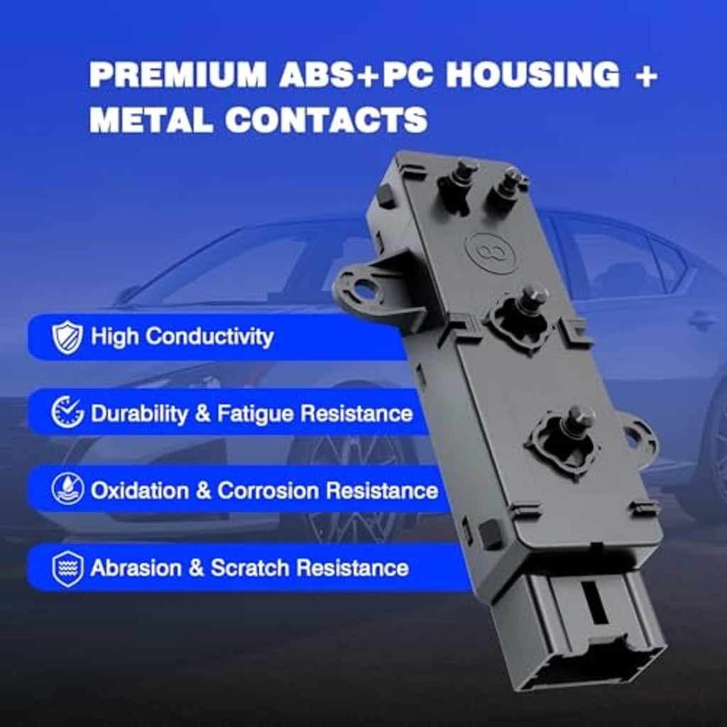 Power seat control switch housing, black ABS with four button controls and connector port