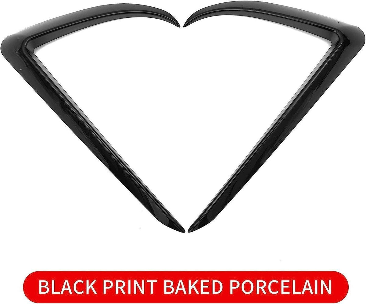 Gloss black fog light eyebrow cover trim, curved triangular frame pieces