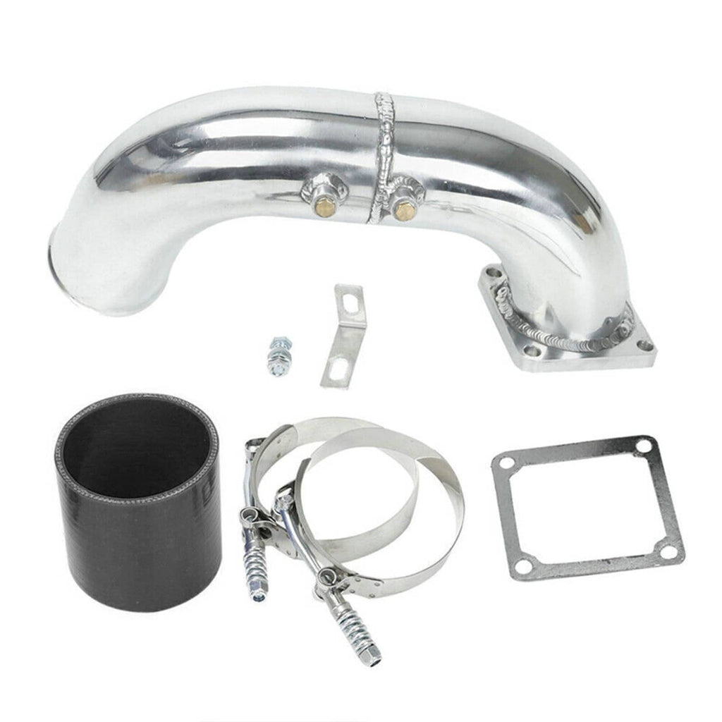 3-inch air intake elbow charge pipe kit with clamps, black coupler sleeve, and mounting gaskets