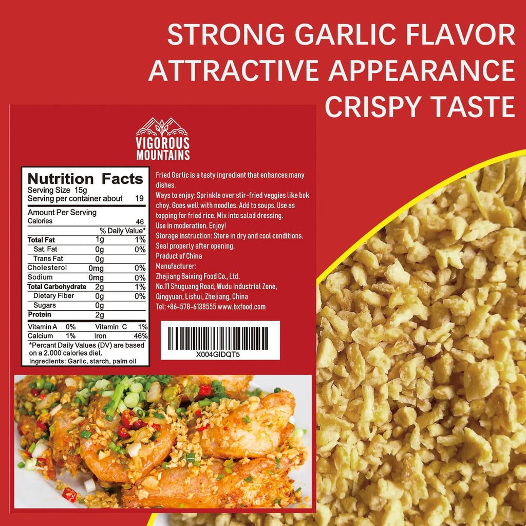 VIGOROUS MOUNTAINS garlic topping mix pouch nutrition facts and ingredients panel