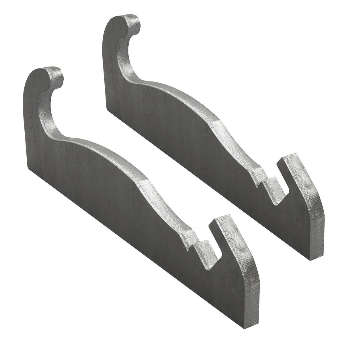 Steel quick-attach bracket set with U-shaped hooks and locking tabs, dark gray finish