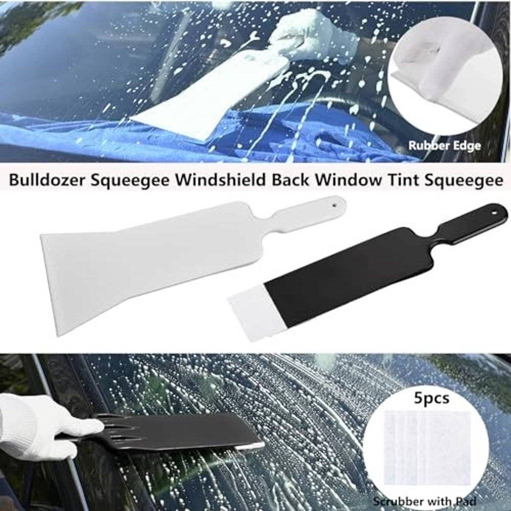Vinyl tint squeegee set with rubber edge, including one white and one black blade