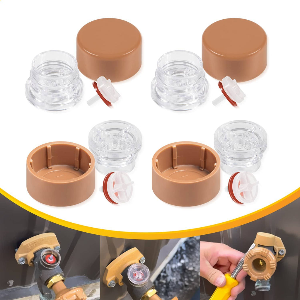 4-pack vacuum breaker float kit with brown caps and clear float inserts
