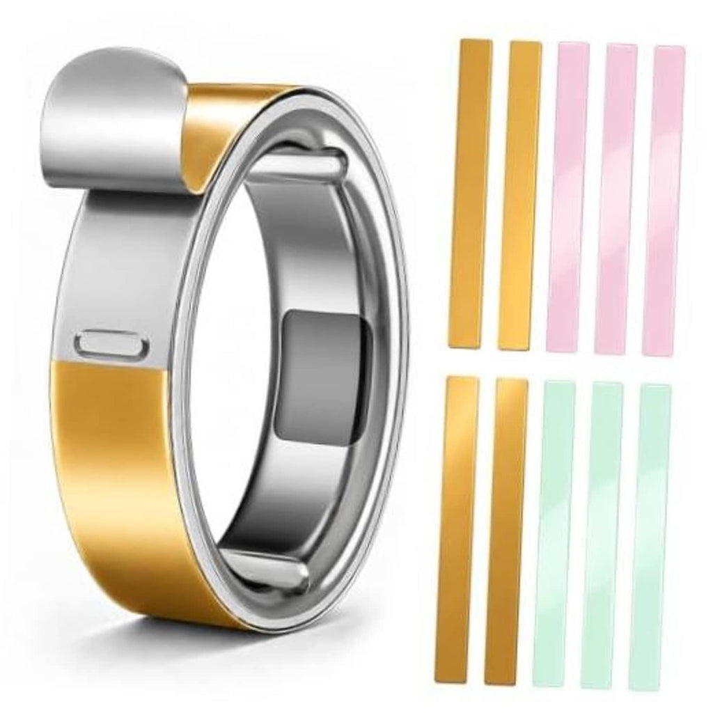 Gold and silver Oura ring skin cover with mixed-color adhesive film strips
