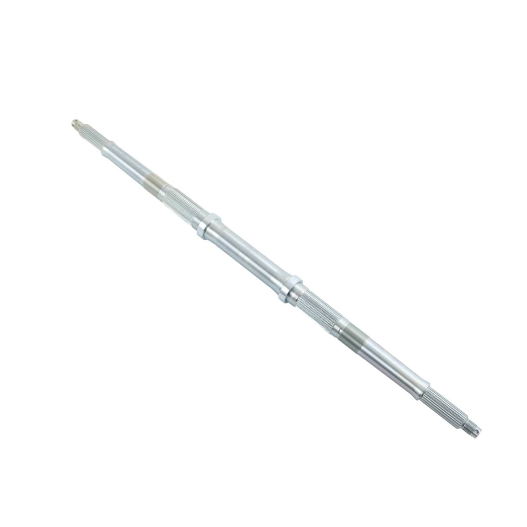 Rear axle shaft with splined end and machined metal sections
