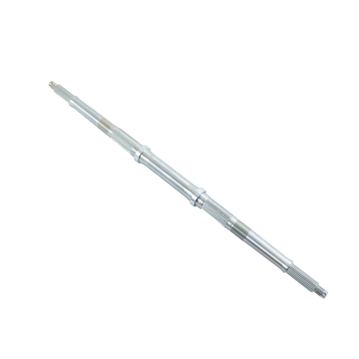 Rear axle shaft with splined end and machined metal sections