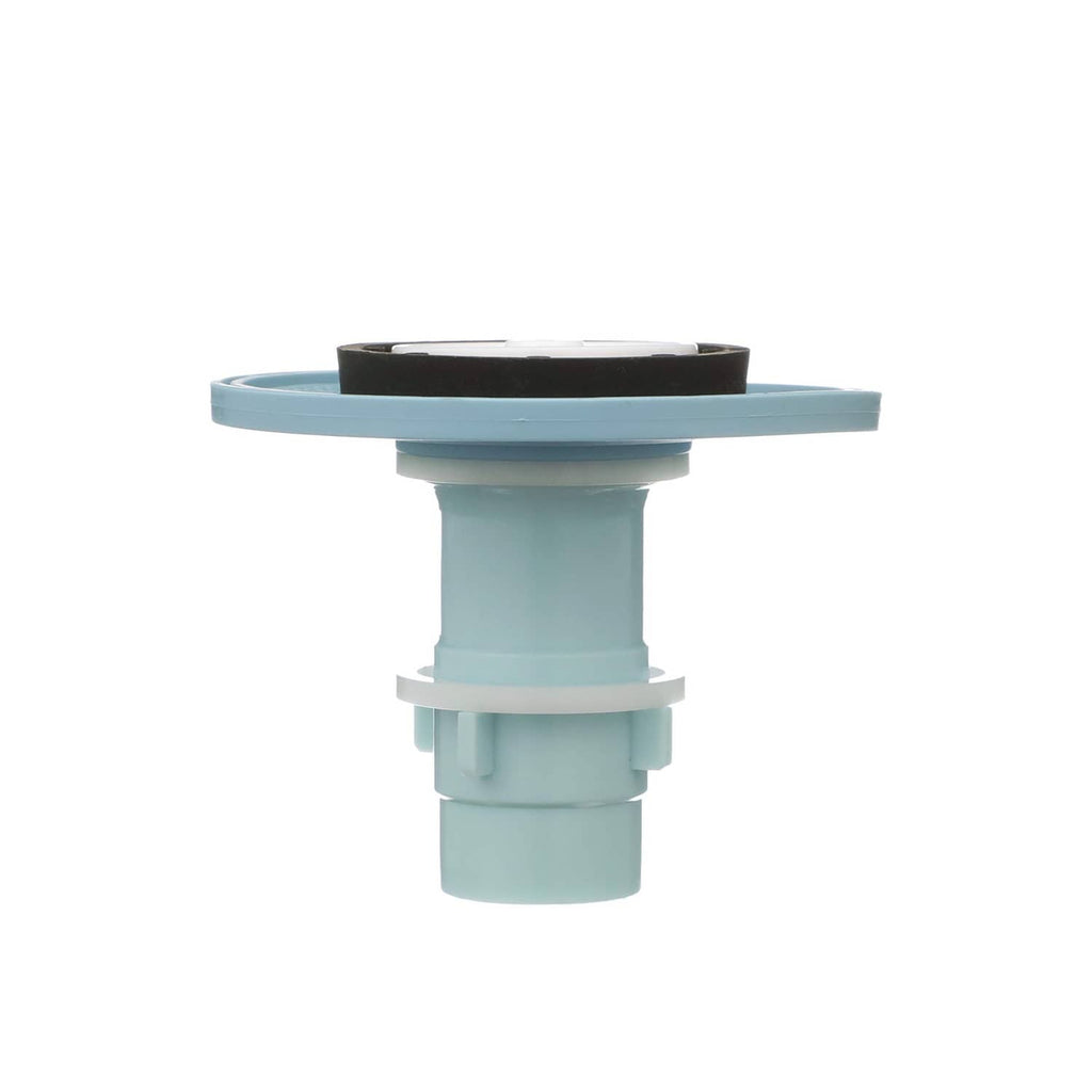 Light blue flush valve base with flat rim and central black insert