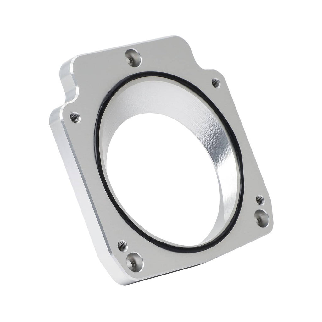 Throttle body adapter sealing ring with black rubber gasket, silver mounting plate