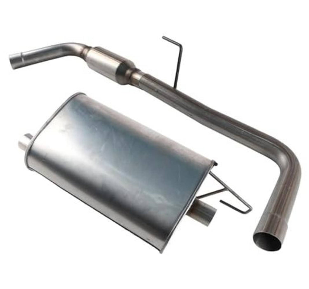 Exhaust resonator muffler tailpipe kit with large silver muffler and stainless bends