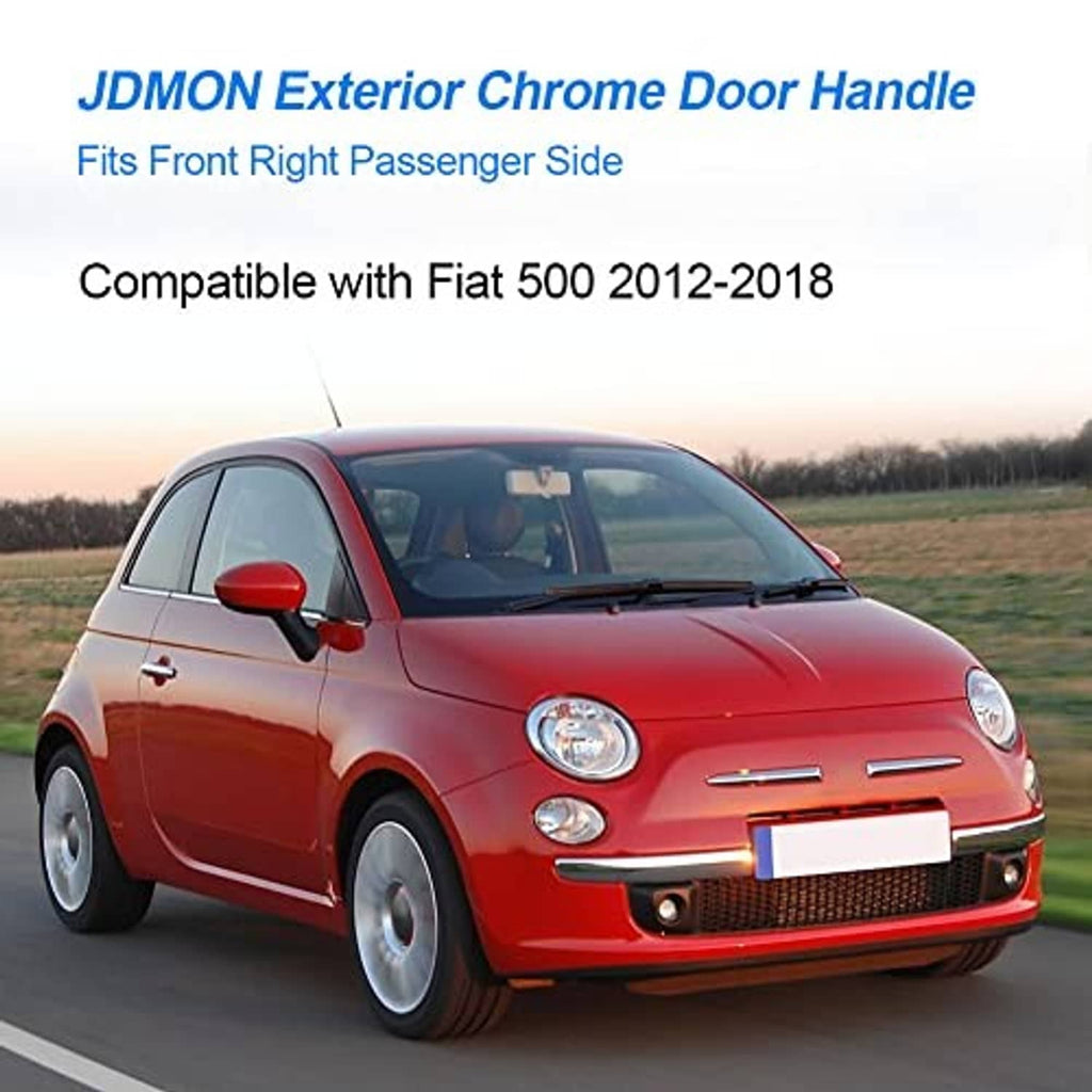 Compact car front passenger side with visible chrome door handle