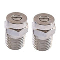 Pair of universal pressure washer threaded spray nozzle tips, silver metal with circular opening