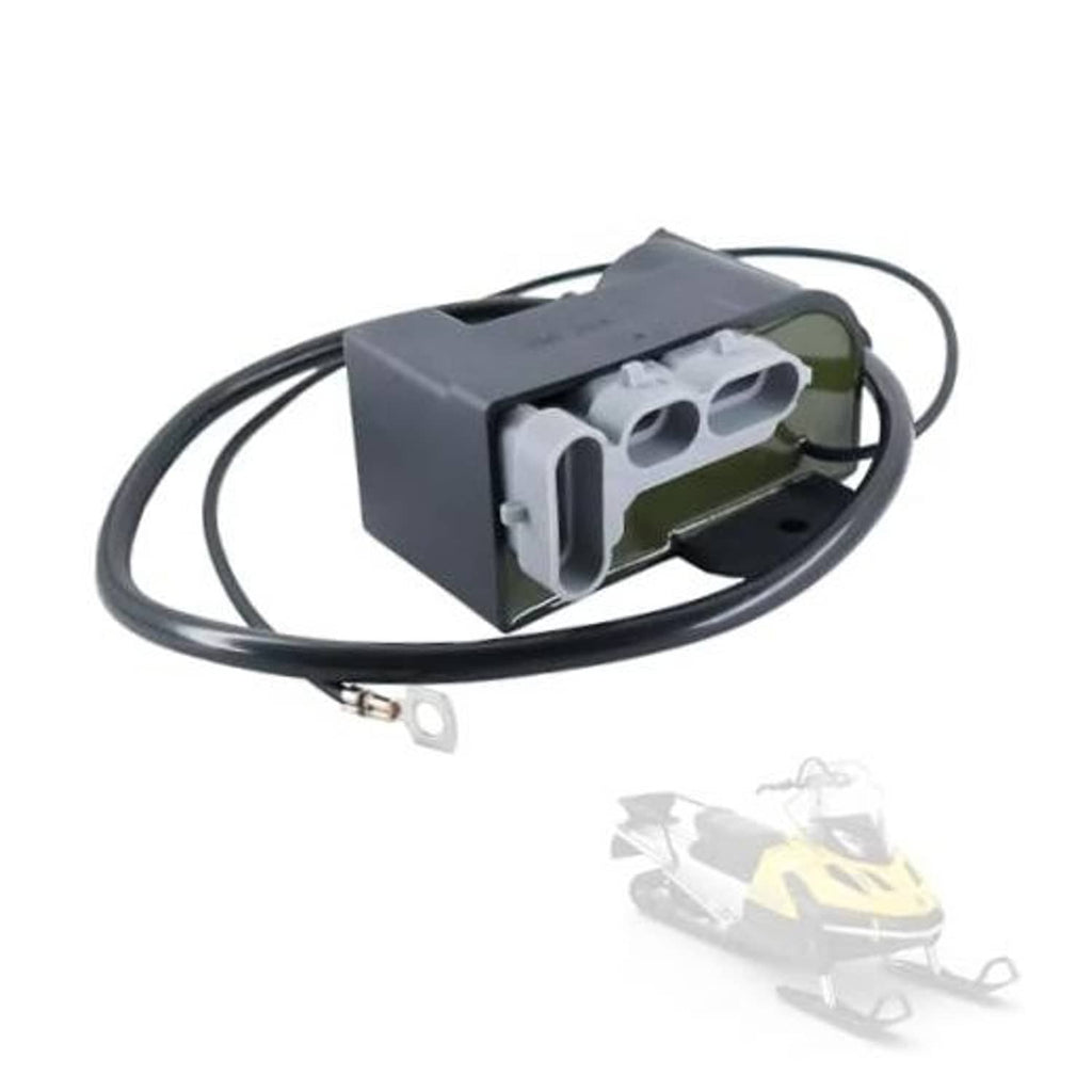 Ignition coil module with two electrical connectors and attached wiring harness