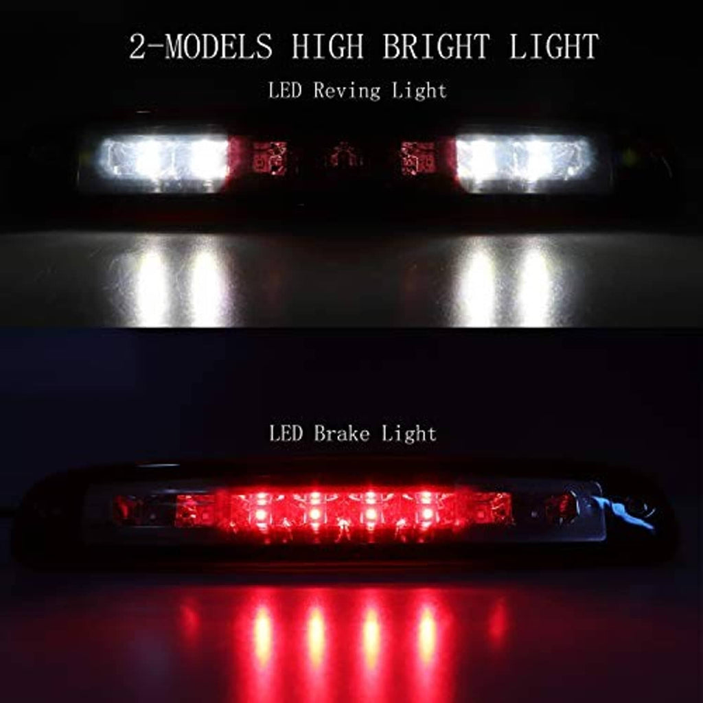 LED third brake light showing bright red LEDs and clear end sections