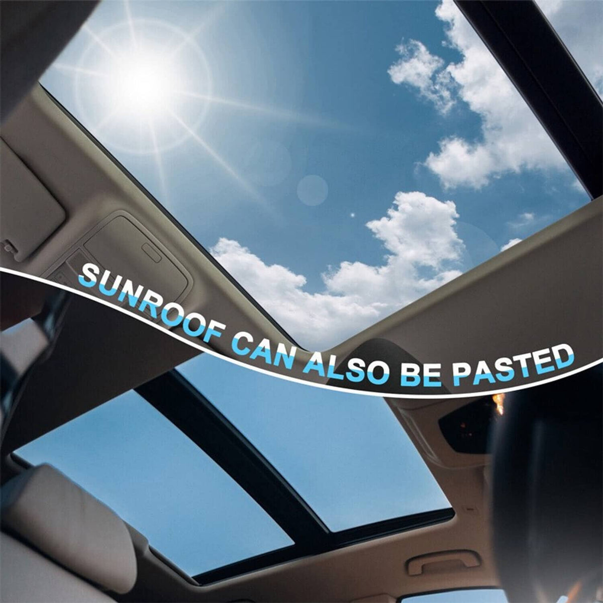 Car sunroof with dark window tint film applied, reducing glare and privacy.