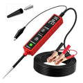 Red and black automotive circuit probe tester with long cable and alligator clips