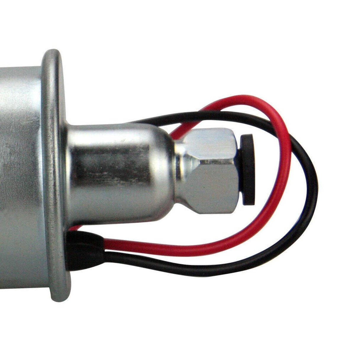 Electric fuel pump outlet with hex fitting and red/black electrical wires