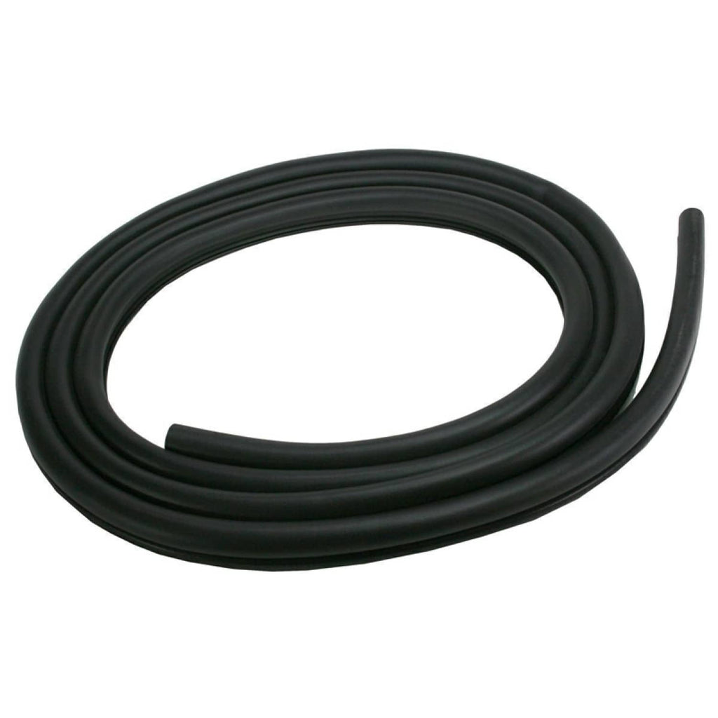 Black coiled window weatherstrip seal with curved channel and rubber lip