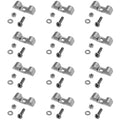 Stainless steel fuel line clip brackets with screws and washers, double-line style