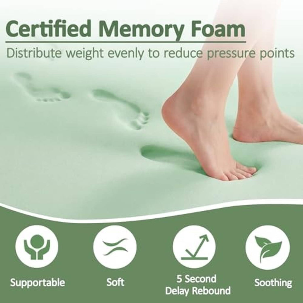 Mint memory foam massage bed topper showing pressure-relief support